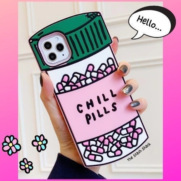 iPhone 11 Pro Kawaii Chill Pills Case 3D Silicone Cover - Picture 1 of 4